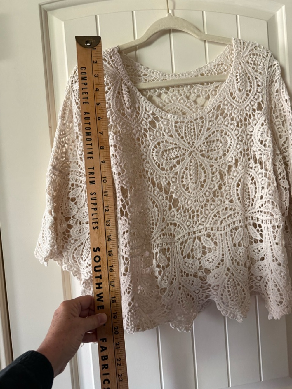 Crochet Lace Peasant Top - White - Picture 6 of 8